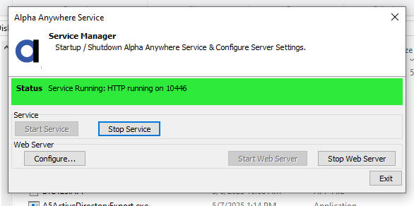 Click the Configure... button to configure the service.